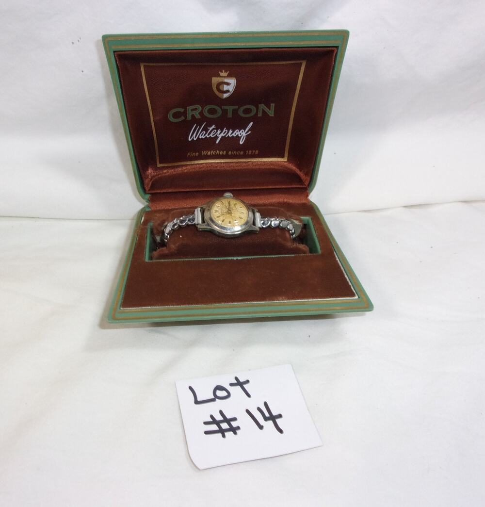 VINTAGE CROTON LADIES WATCH-SILVER-INCABLOC-SEAMAID-17 JEWEL-PARTS OR REPAIR